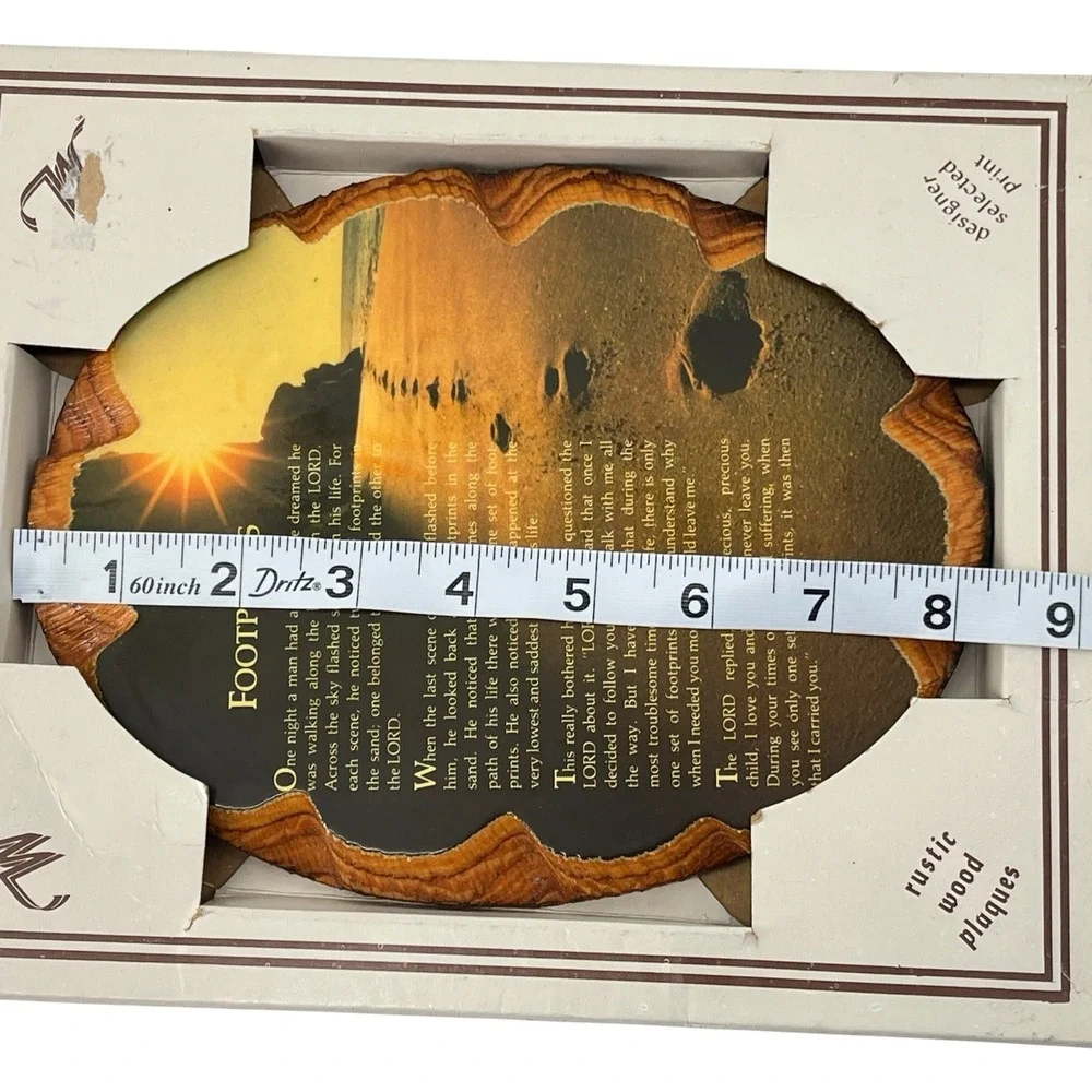 Wintermute Industries Footprints in the Sand Rustic Wood Plaque Wall Decor